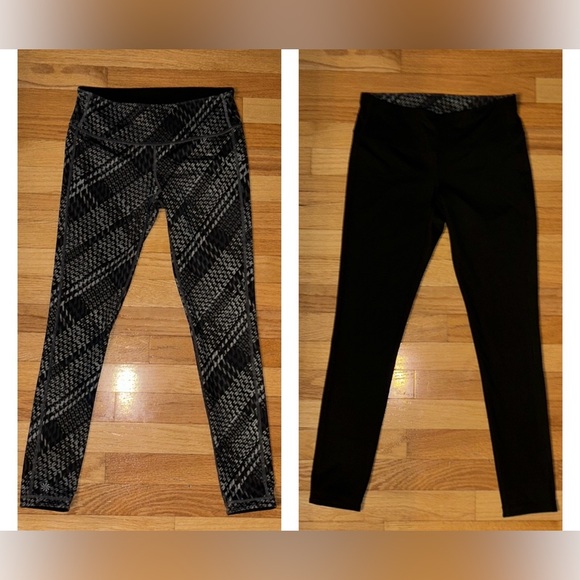 Athleta Westchester Chaturanga Reversible Leggings Black & White Plaid Sz Small - Picture 2 of 8